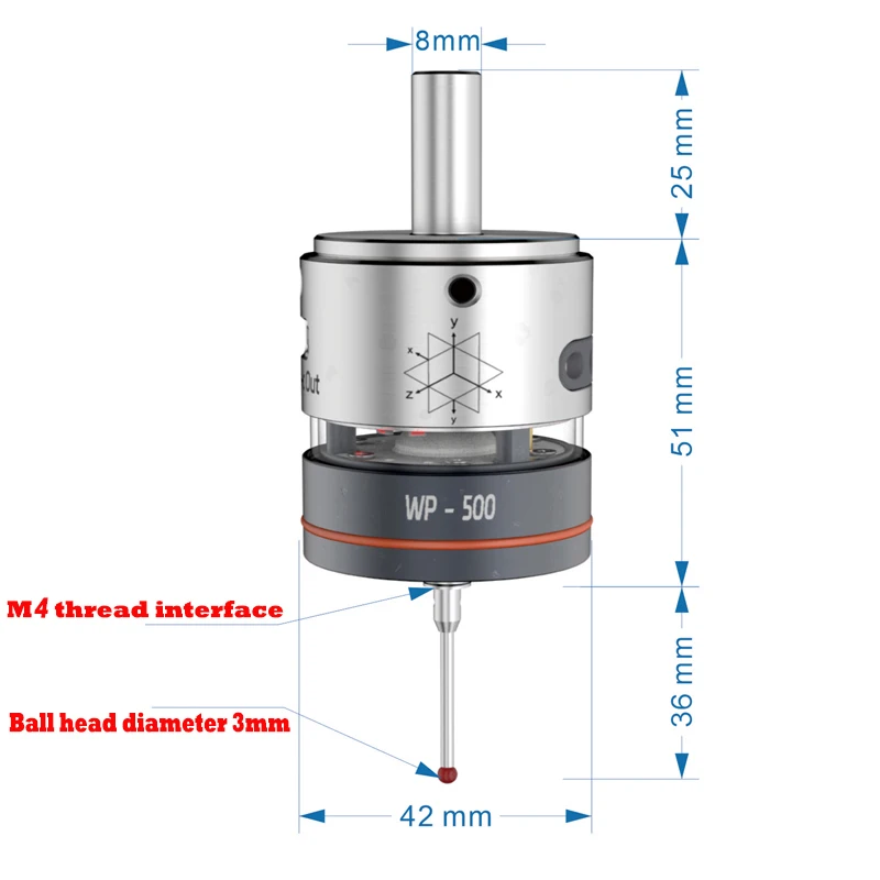 Imagem -03 - Localizador de Borda 3d Fotoelétrico de Alta Precisão Wp500 Centro de Usinagem Cnc Fresadora Repetibilidade de Centralização Automática 0.001