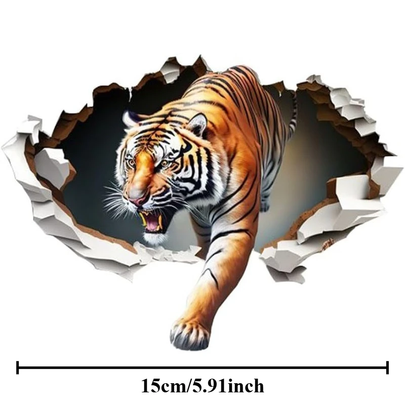 1pc 2D Breakthrough Tiger Vinyl Sticker, Animal Graphic Decal for Car, Electric Scooter & Shield