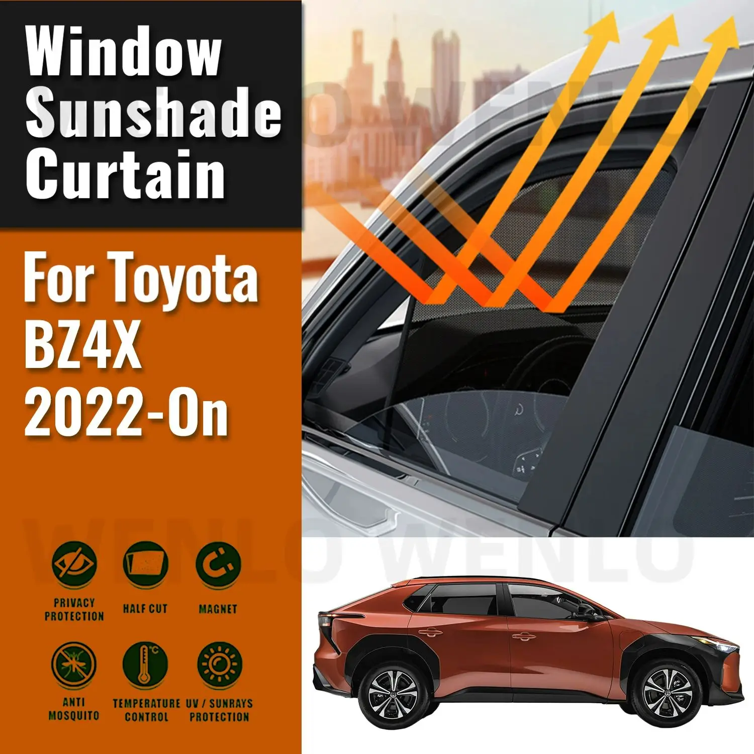 

For Toyota BZ4X EA10 2022 2023 2024 Magnetic Car Sunshades Front Rear Windshield Blind Curtain Baby Side Window Sun Shade Visor