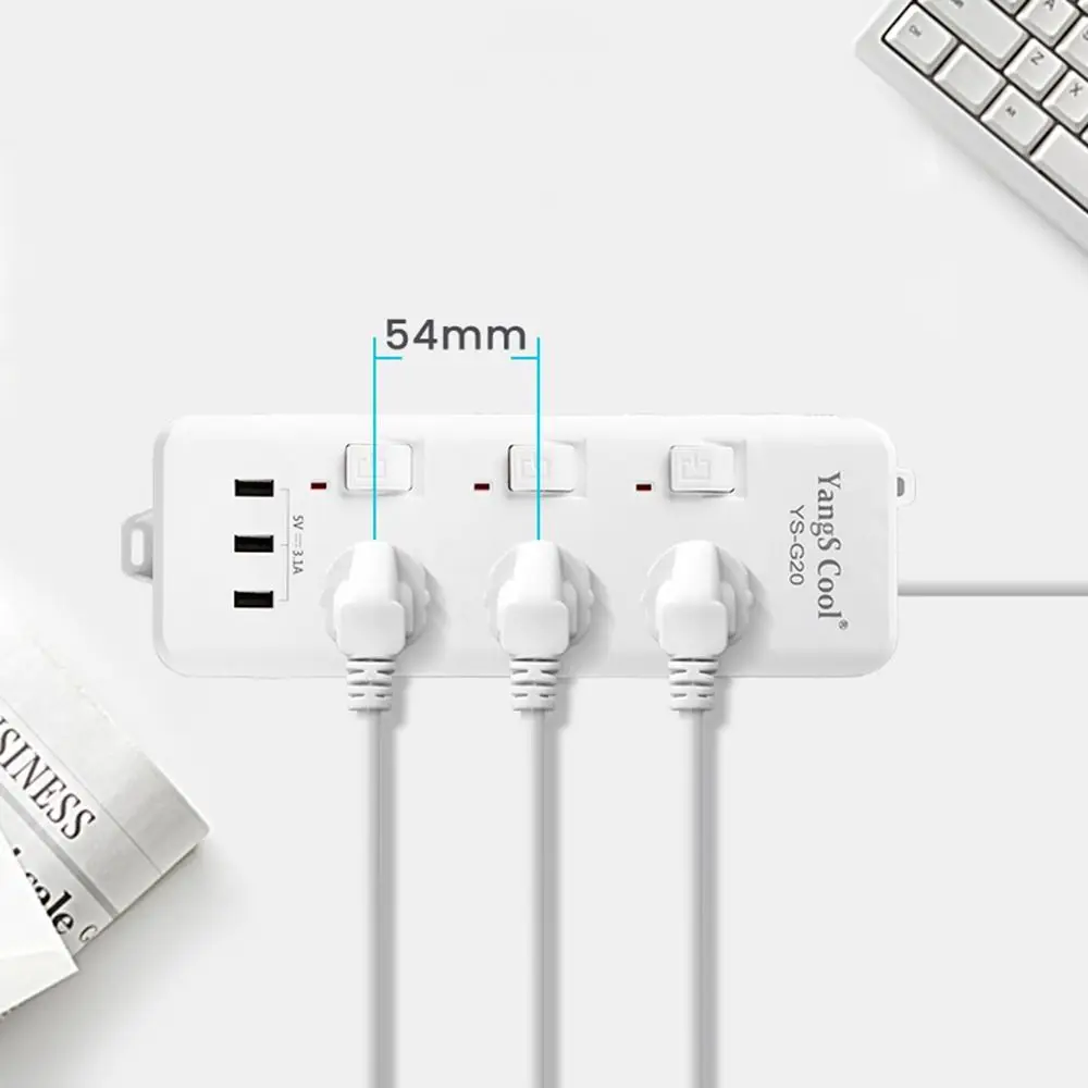 2m Extension Cord Outlet Power Strip UK EU US USB Ports Extended Usb Socket Power Button Safe Independent Switch