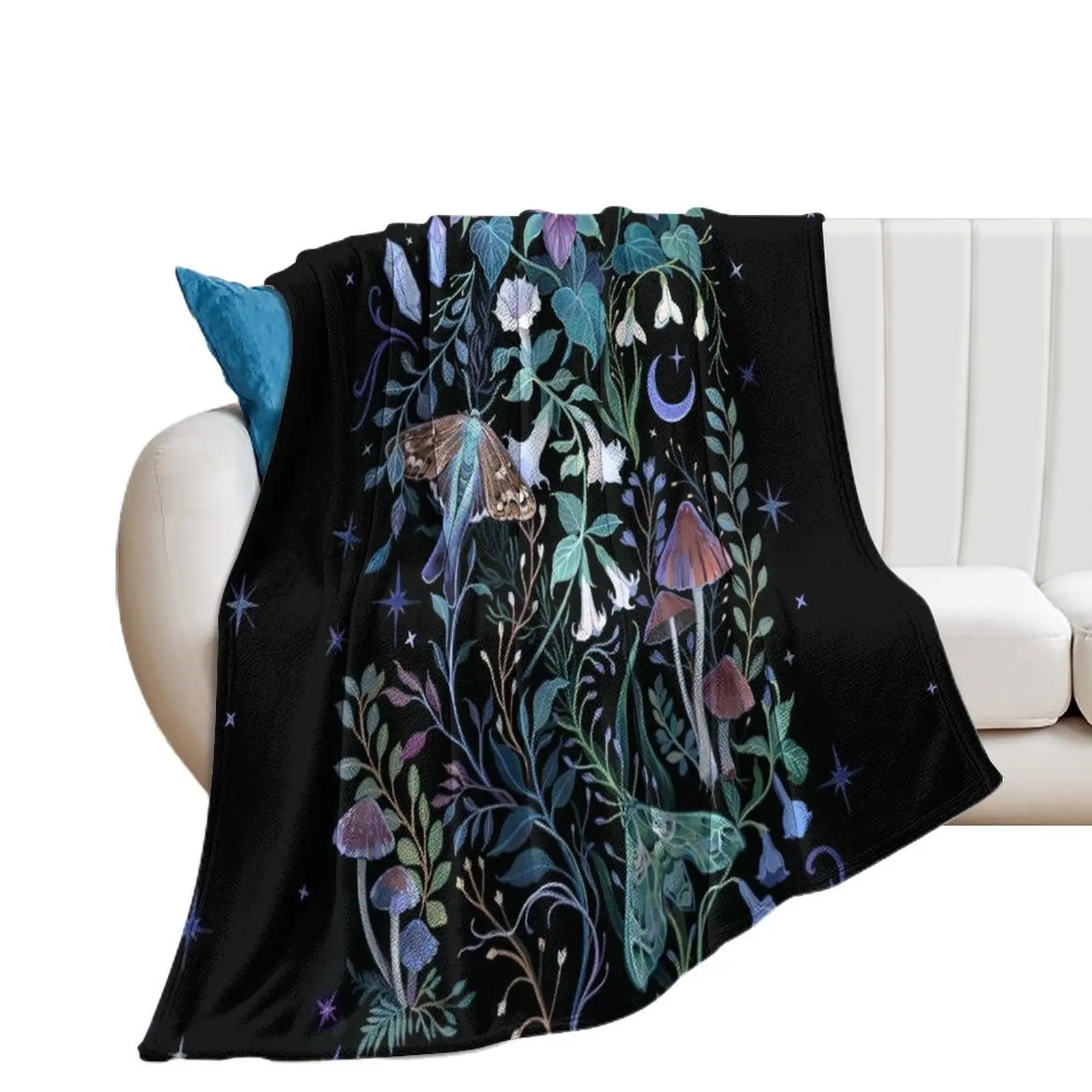 

Night Garden Moth Throw Blanket For Decorative Sofa Shaggy Baby Bed Fashionable Blankets