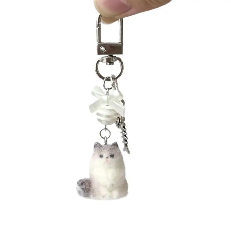Cartoon-Flock-Anhänger mit Katzen und Hunden, modischer Schlüsselanhänger für Frauen und Mädchen, süßer Taschenanhänger, Kawaii-Handykette, Geschenke – Detail 5
