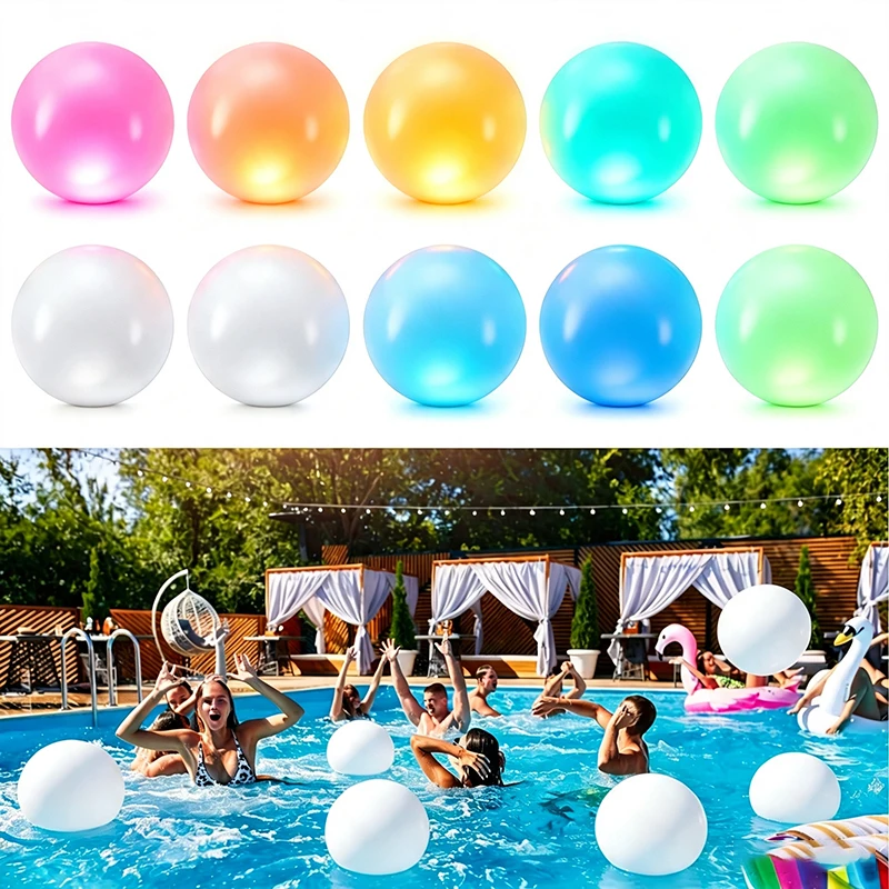20CM Luminous LED Throwing Ball Luminous Ball Inflatable Swimming Pool Toy Beach LED Ball Landscape Decor Garden Lawn Light