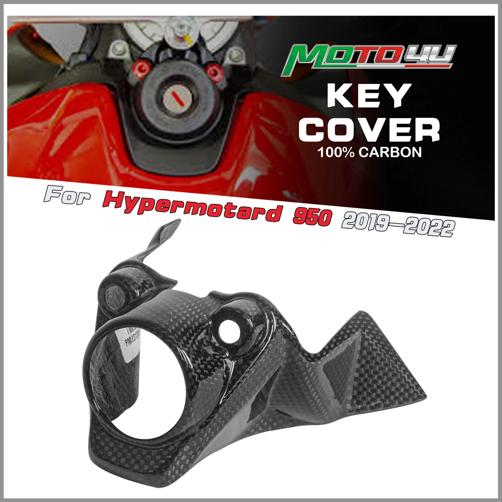 

MOTO4U For Ducati Hypermotard 950 2019 2020 2021 2022 100% Carbon Fiber Keyhole Cover Matte/Gloss Motorcycle Key Surround Cover