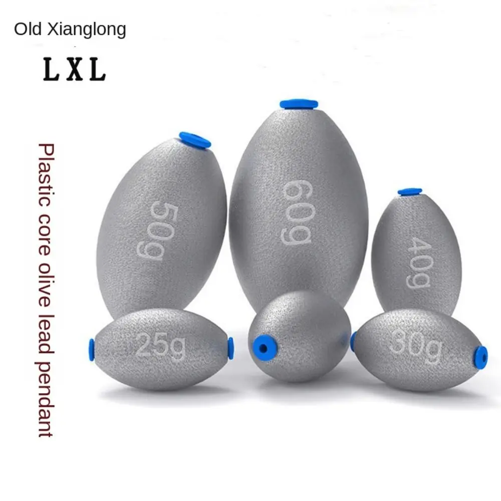 with plastic plug Fishing Lead Sinkers Carp Fishing Lead Olive Shaped Weight Silicone soft core 3g-50g image 3