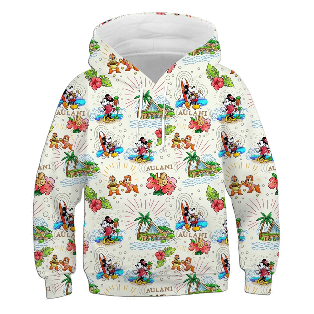 Sweat à capuche à col rond Disney Print Series pour garçons et filles, pull décontracté pour jeunes, mode automne et hiver, nouv