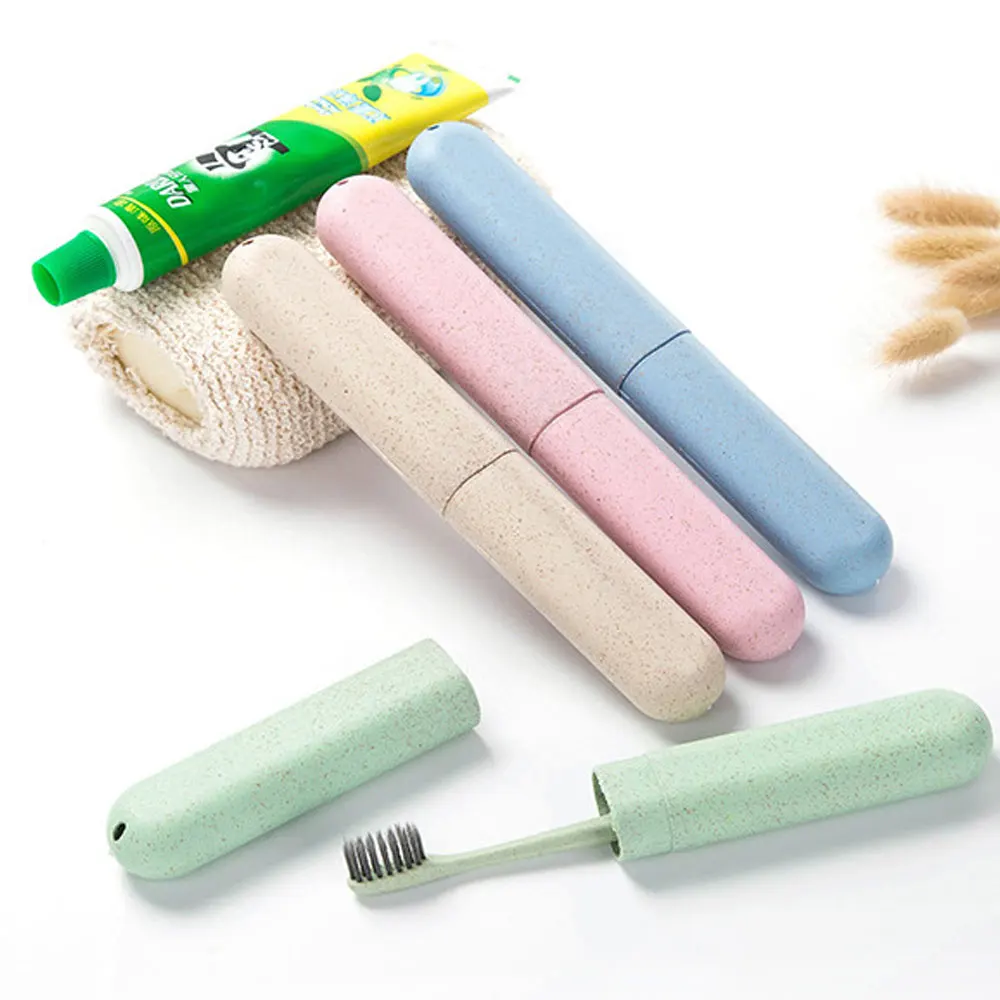 4Pcs Travel Portable Toothbrush Protective Cover Nordic Simple Wheat Straw Toothbrush Holder Toothbrush Tube