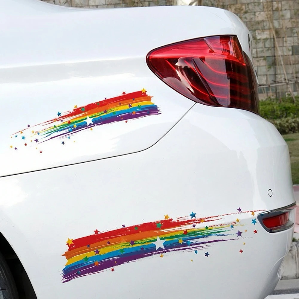 2PS High-Quality Waterproof Rainbow Pentagram Vinyl Sticker for Your Car Faith Expression in a Beautiful Design Automotive Decal