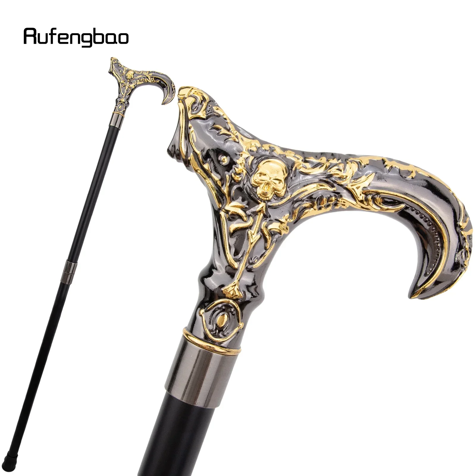 golden-black-skull-flower-head-walking-cane-fashion-stick-elegant-cosplay-cane-knob-crosier-93cm-performance-stage-cane