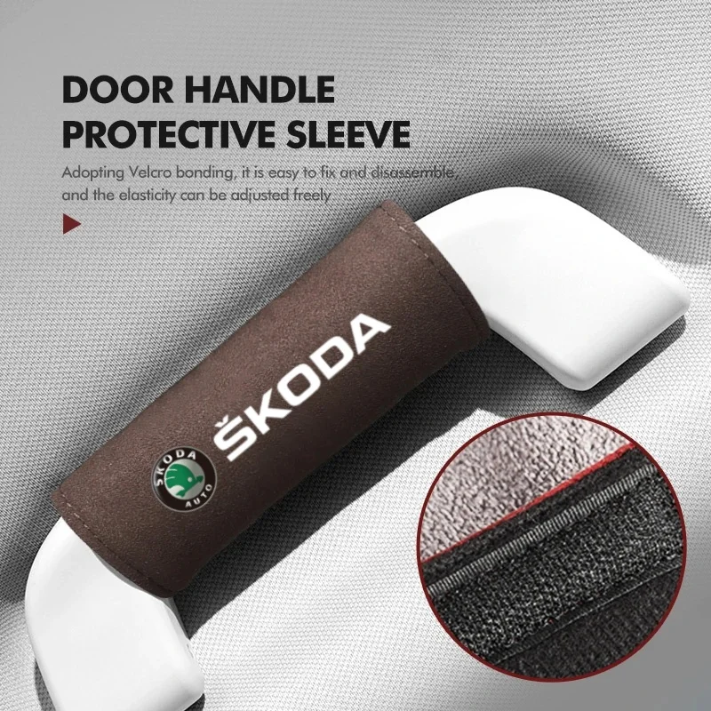 1Pcs Car Roof Pull Cover Handle Gloves For Skoda Fabia Octavia A7 RS Superb Rapid Yeti Karoq Kodiaq Kamiq Interior Accessories