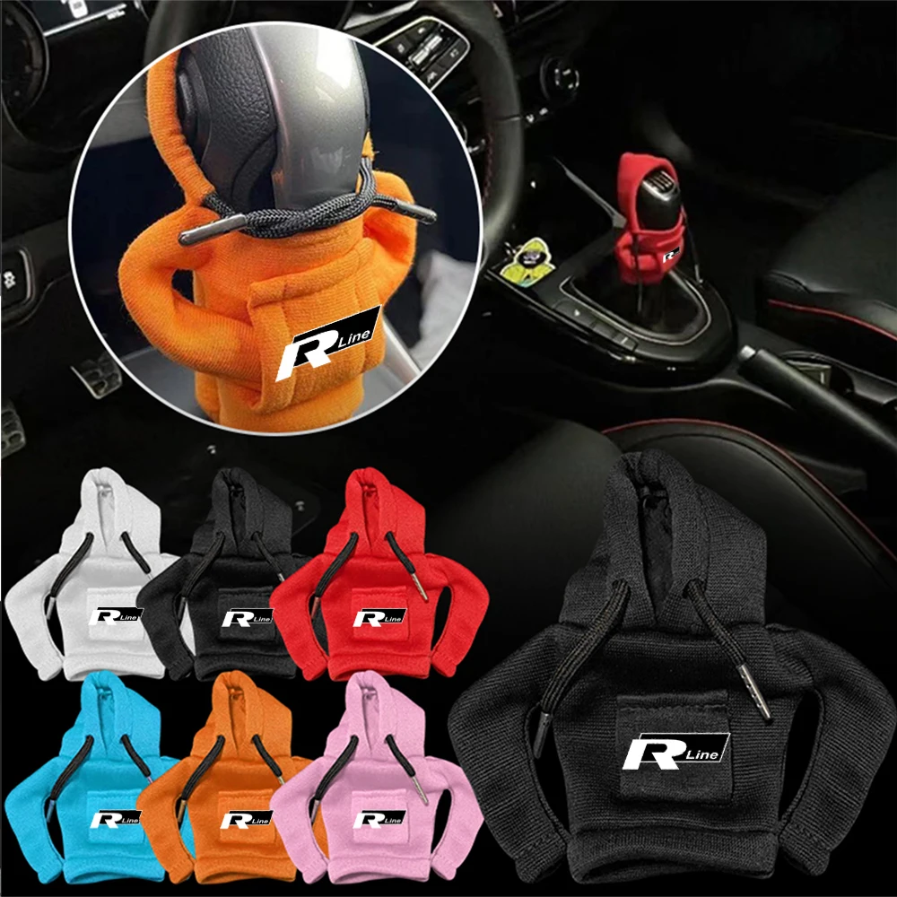 Fashion Hoodie Car Cute Cartoon Gear Shift Knob Cover Gearshift Handle Gear Lever Decoration for Volkswagen VW RLINE Accessories