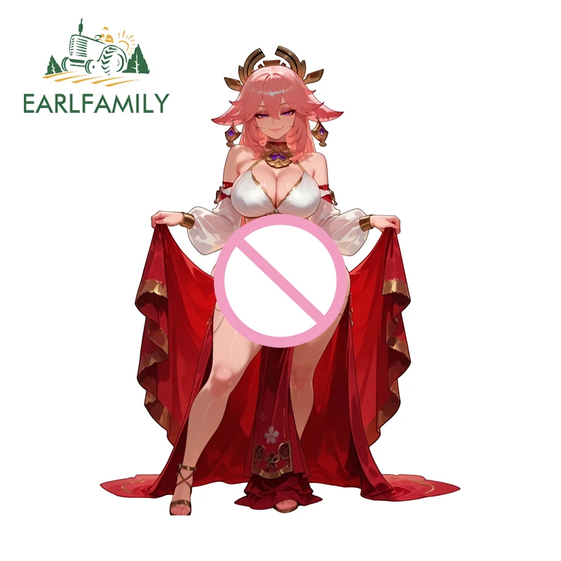 

EARLFAMILY Pink Hair Hentai Breasts Futa Car Stickers Vibrant Fishing Tackle Box Decal 3D Suitable for Tumbler Storage Flask