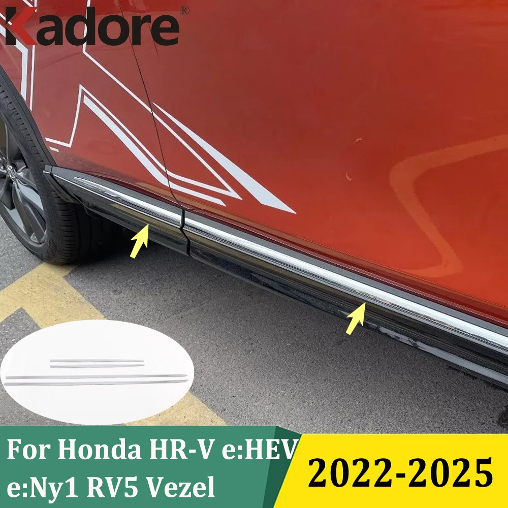 

For Honda HR-V e:HEV e:Ny1 RV5 Vezel 2022 2023 2024 2025 Chrome Side Door Body Molding Trim Strips Cover Car Accessories