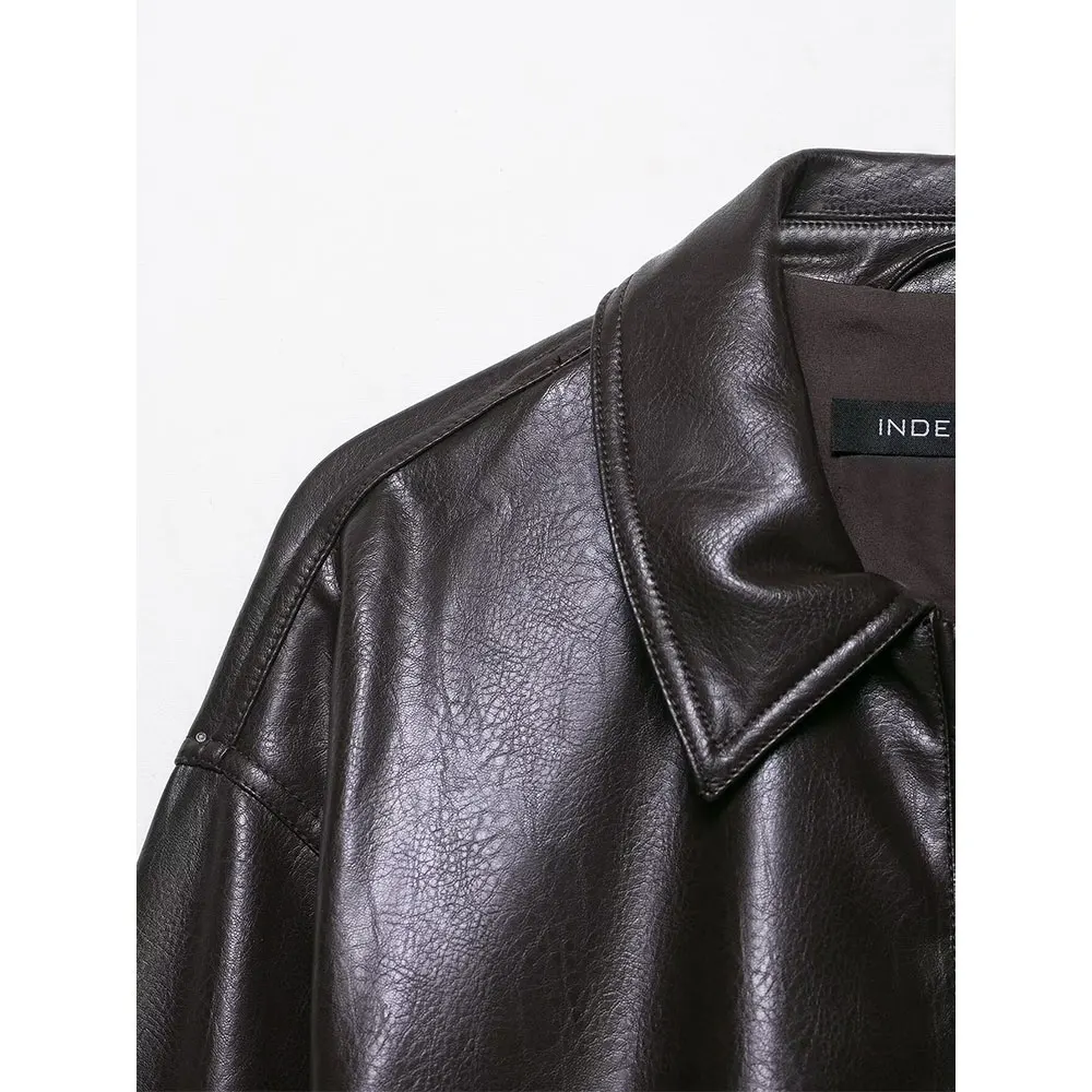 سترات نسائية من DUOPERI باللون البني من مادة البولي يوريثان بسحاب أمامي كاجوال ورقبة على شكل طية صدر وأكمام طويلة ملابس نسائية أنيقة وأنيقة #4