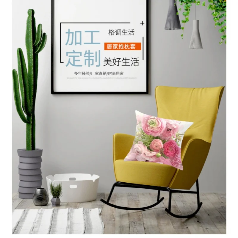 VIKAMA  Fashion Floral Print Cushion Cover Living Room Sofa Home Decor Cushion Cover Bedroom Headboard Cushion Cover