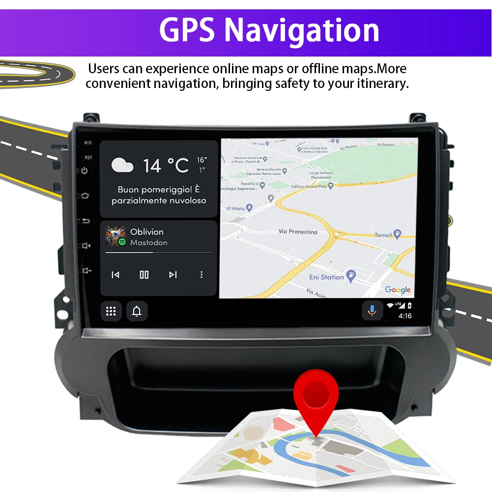 Radio stereo per auto da 9 pollici per auto GPS Navi WIFI compatibile per Malibu 2011-2015 Android 13