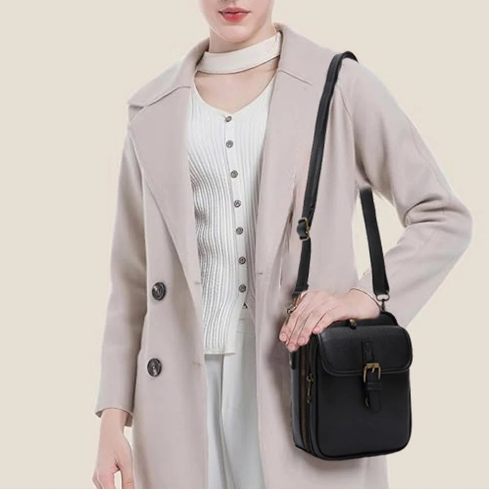 حقائب كروس نسائية مضادة للسرقة حقيبة كتف مقاومة للماء حقائب يد كلاسيكية سعة كبيرة حقيبة جلدية PU حقائب ساع حمل حقيبة