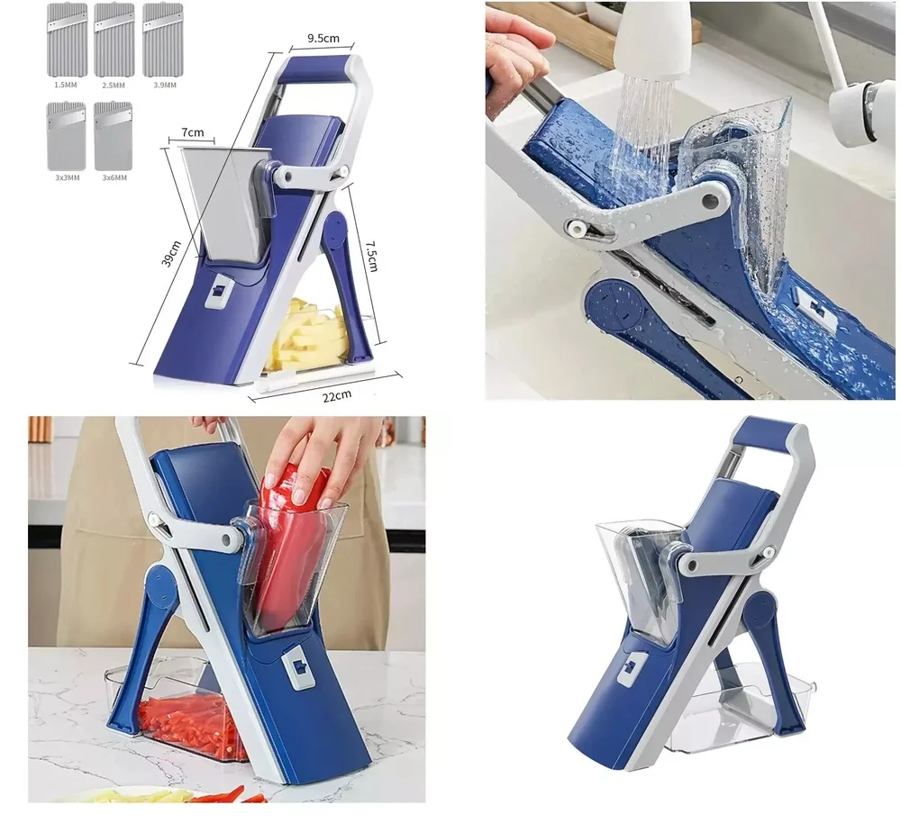 

Fruit & Vegetable Tools5 in 1 Vegetable Chopper Mandoline Slicer with Safety Guard Adjustable Food Cutter for Potatoes Carrots