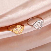 Skyrim Triskele Triskelion Ring Stainless Steel Triple Spiral Amulet Finger Rings Vintage Jewelry Birthday Gift for Women