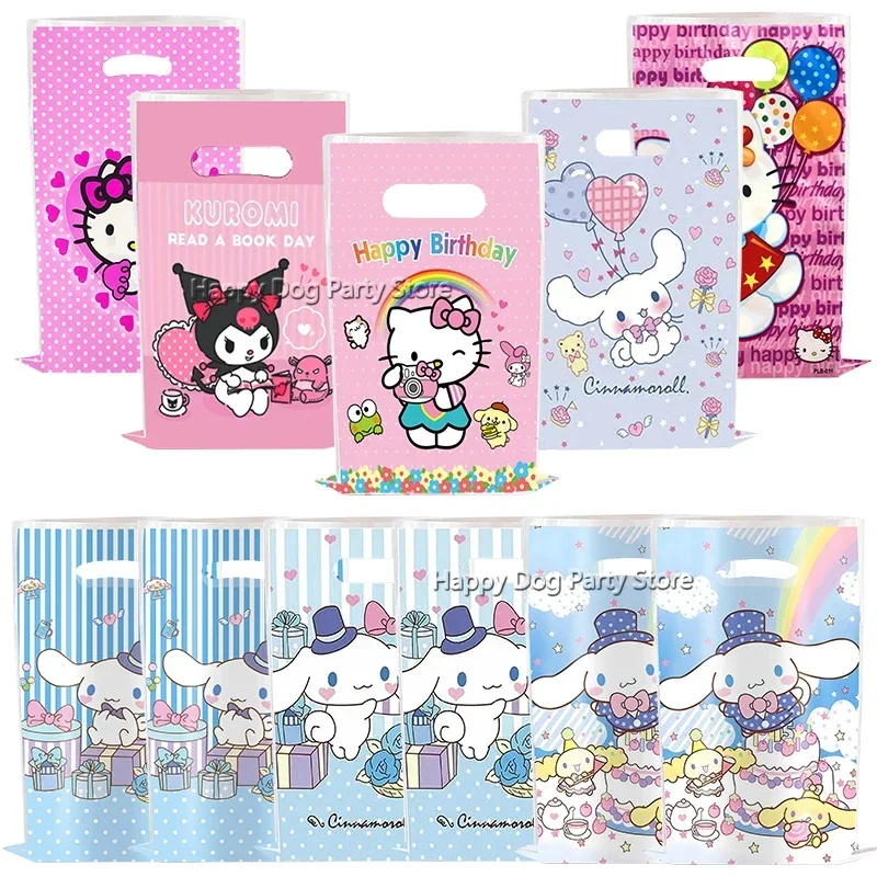 Hello Kitty Birthday Party Decoration Plastic Gift Bags Kuromii Candy Box Cinnamorooll Baby Shower Girls Party Supplies Decor