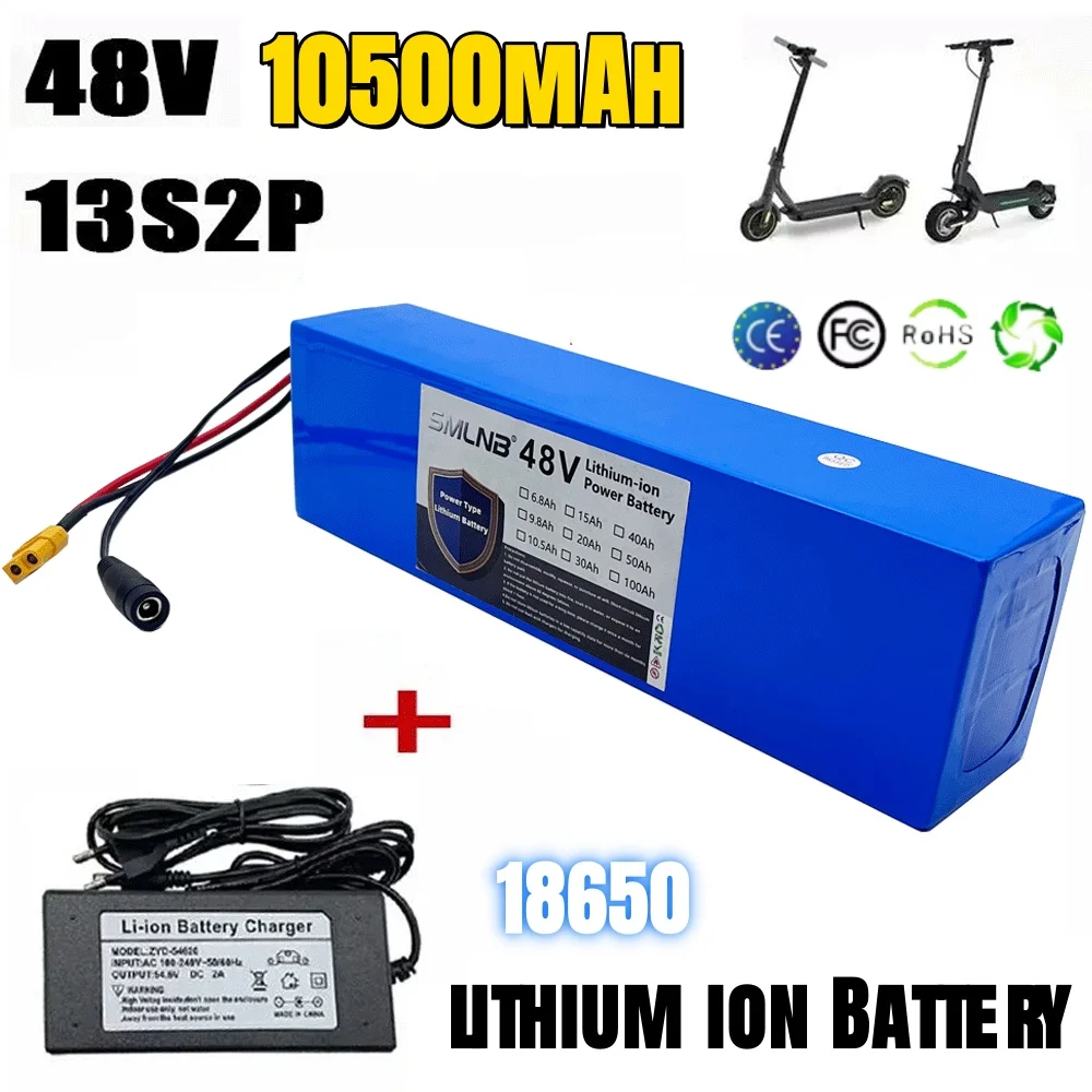 18650 new production 13S2P 18650 battery 48V 10.5Ah lithium battery 1000W suitable for M365 electric scooter built-in BMS