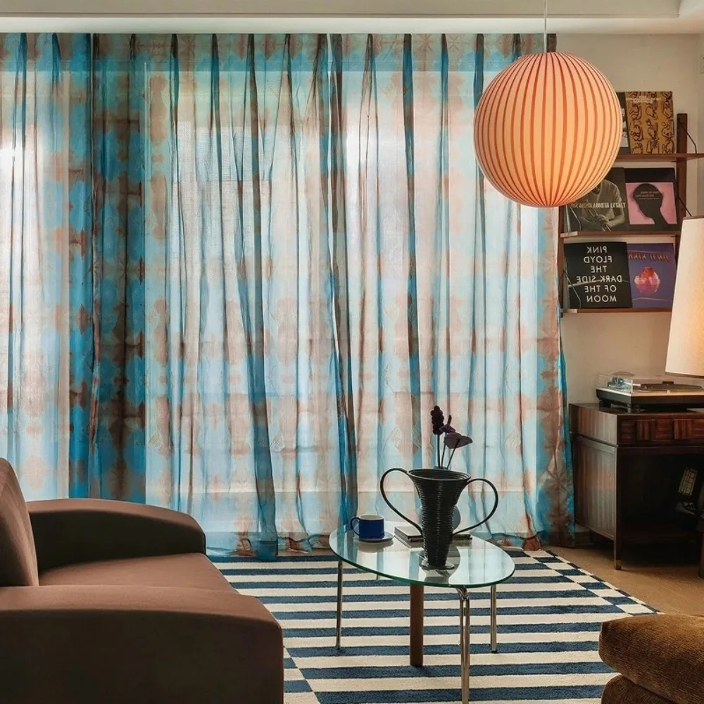 Medieval Style Psychedelic Home Girl Landscaping Gauze Curtain for Living Room Bedroom Tulle