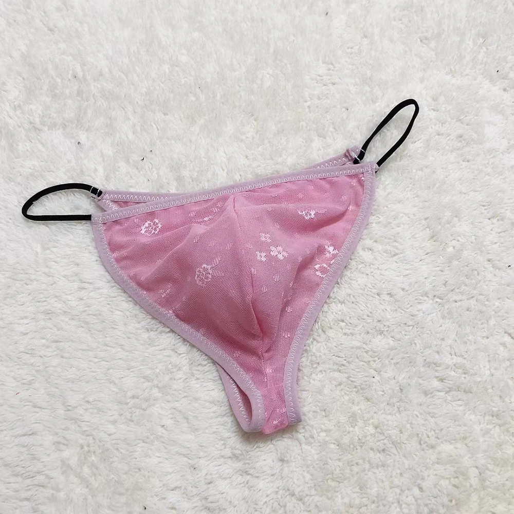 1pc 인쇄 섹시한 남자 쉬어 U 볼록 파우치 G 스트링 비키니 팬티 끈 속옷 얇은 스트랩 Tanga Man 팬티