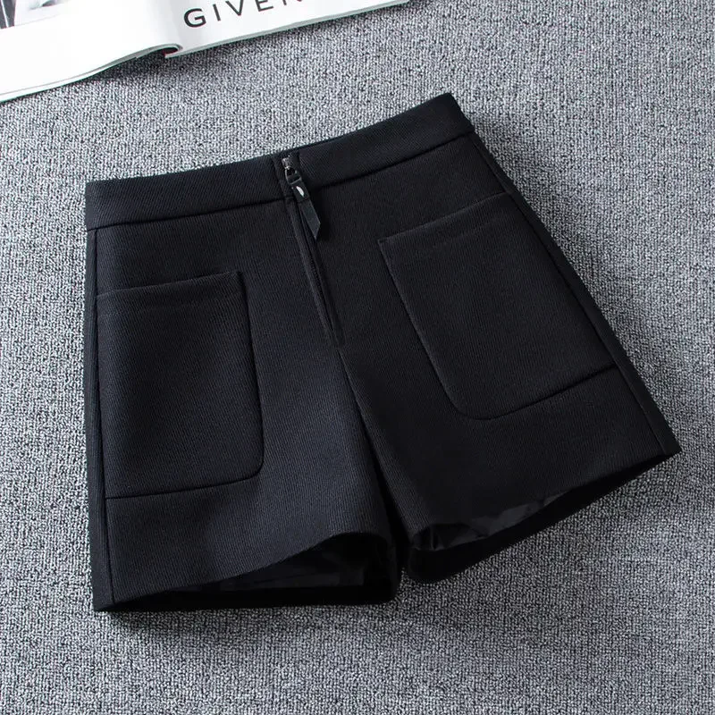 Wide Leg Pants Solid Color Zipper Office Lady Straight Simplicity Casual Ladies Zipper 2025 New Pocket Patchwork Women Clothing