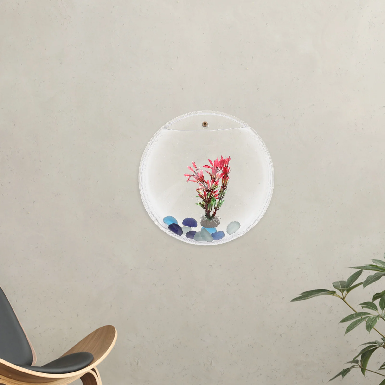 

1 Set Wall-Mounted Fish Tank 23Cm Diameter Clear Acrylic Hanging Aquarium Planter Hydroponic Station Wall Decor Mini Fish Bowl