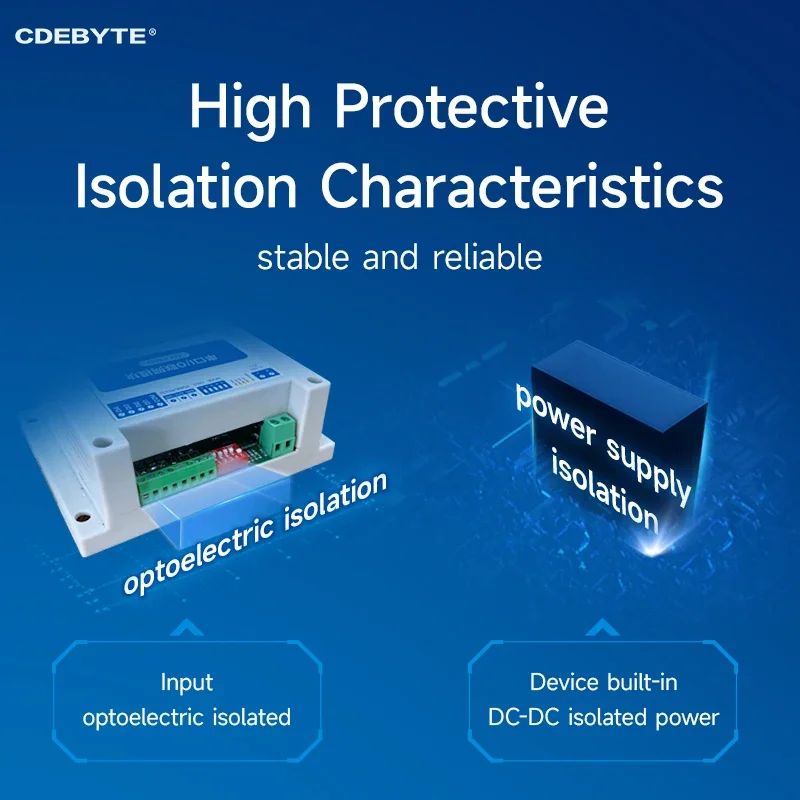 وحدة ModBus RTU التسلسلية ، واجهة RS485 ، 4DI + 2DO ، 8 مخرجات رقمية ، تركيب السكك الحديدية ، CDEBYTE ،