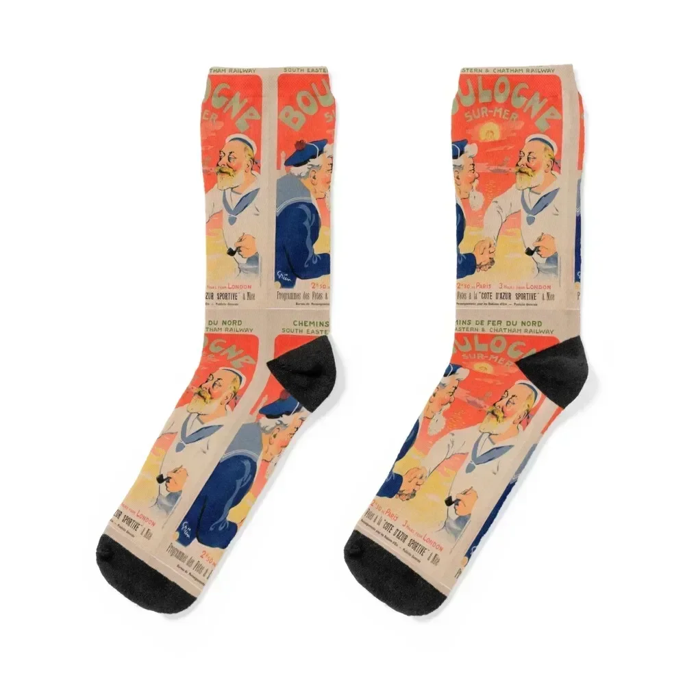 

NORD Boulogne vintage travel poster Socks designer brand retro Men's gym Socks For Women Men's