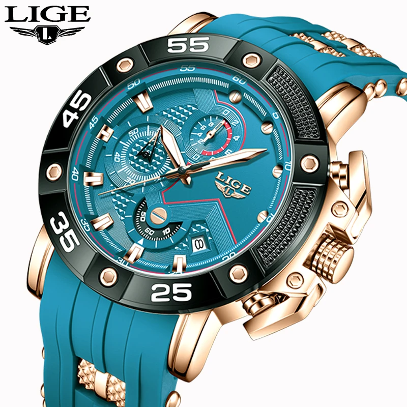 2024 TOP LIGE luxury men\'s watch business silicone quartz mens watch waterproof luminous date watch for men relogios masculino