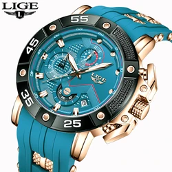 2024 TOP LIGE luxury men's watch business silicone quartz mens watch waterproof luminous date watch for men relogios masculino