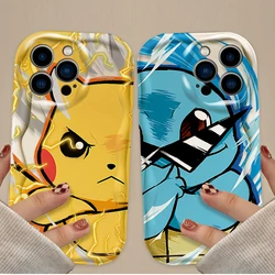 Cartoon P-Pokemon Pikachu Squirtle Case For iPhone 15 14 13 12 11 Pro Max X XR XS 8 7 6 6S Plus SE 2020 Silicone Shockproof Etui