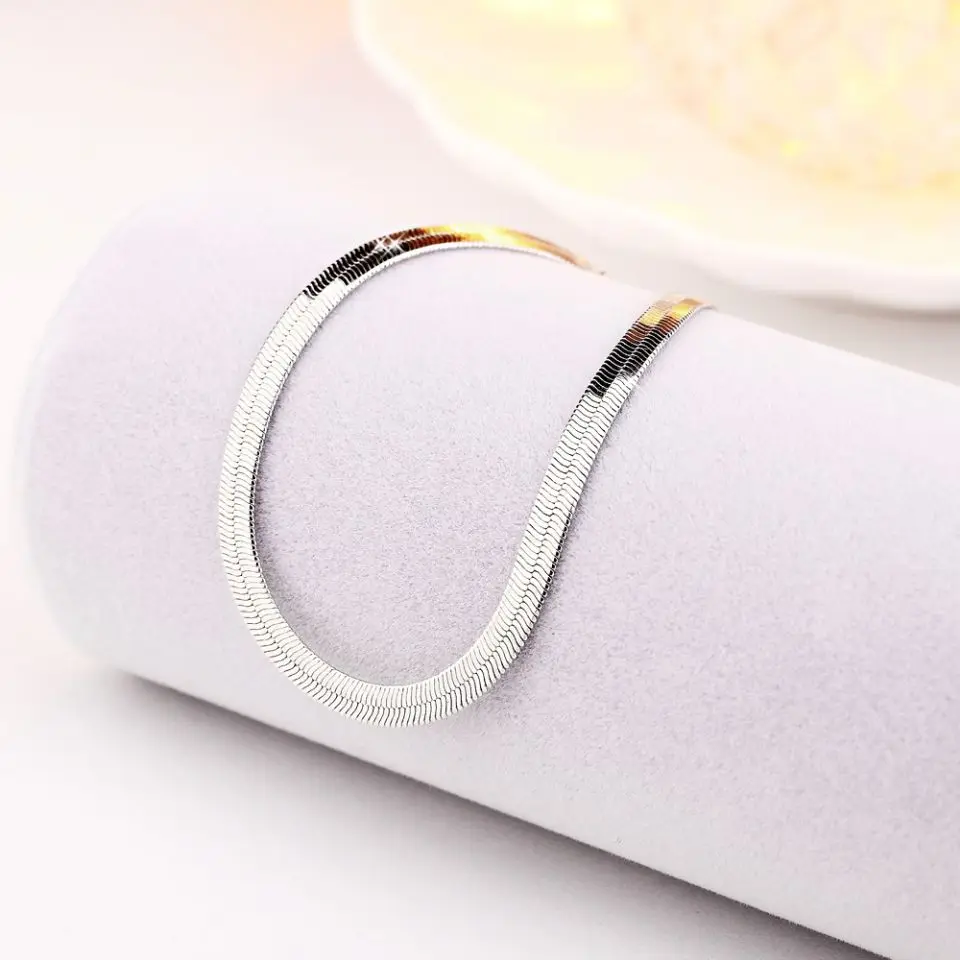 Street all-match 4MM Blade Chain 925 sterling Silver Bracelet for Women Men Fashion party Wedding Fine Jewelry Holiday gifts