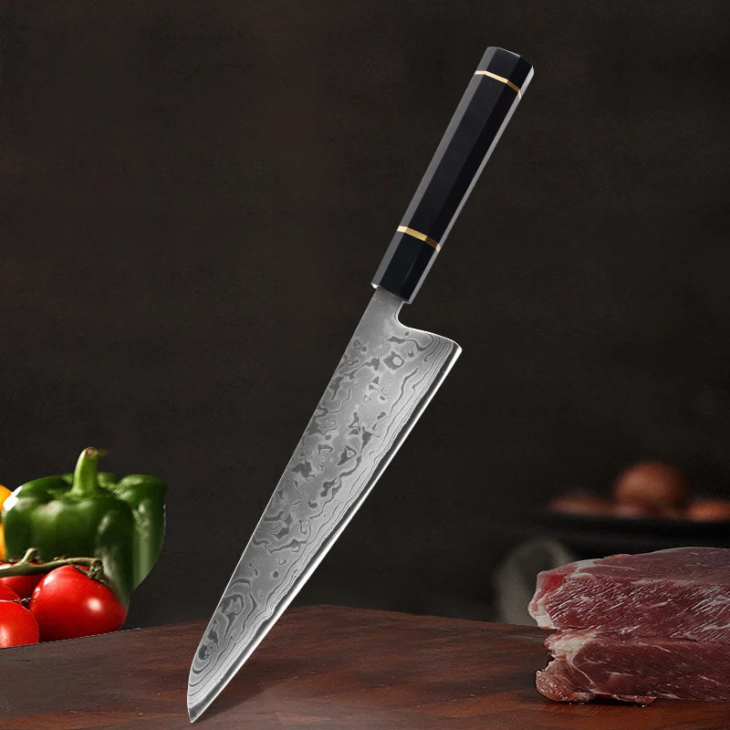 

Chef Knife Ebony & Horn Handle 67 Layers Damascus Steel VG10 Blade Gyutou Cleaver Slicing Japanese Kitchen Knives Cooking Tools