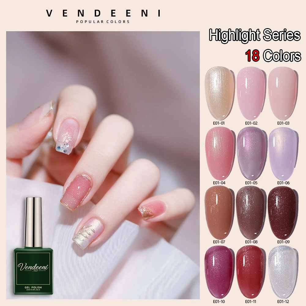 

Vendeeni 18-цветный гель-лак для ногтей с подсветкой, полуперманентный УФ-гель-лак, розовый, белый, блестящий гель-лак для дизайна ногтей