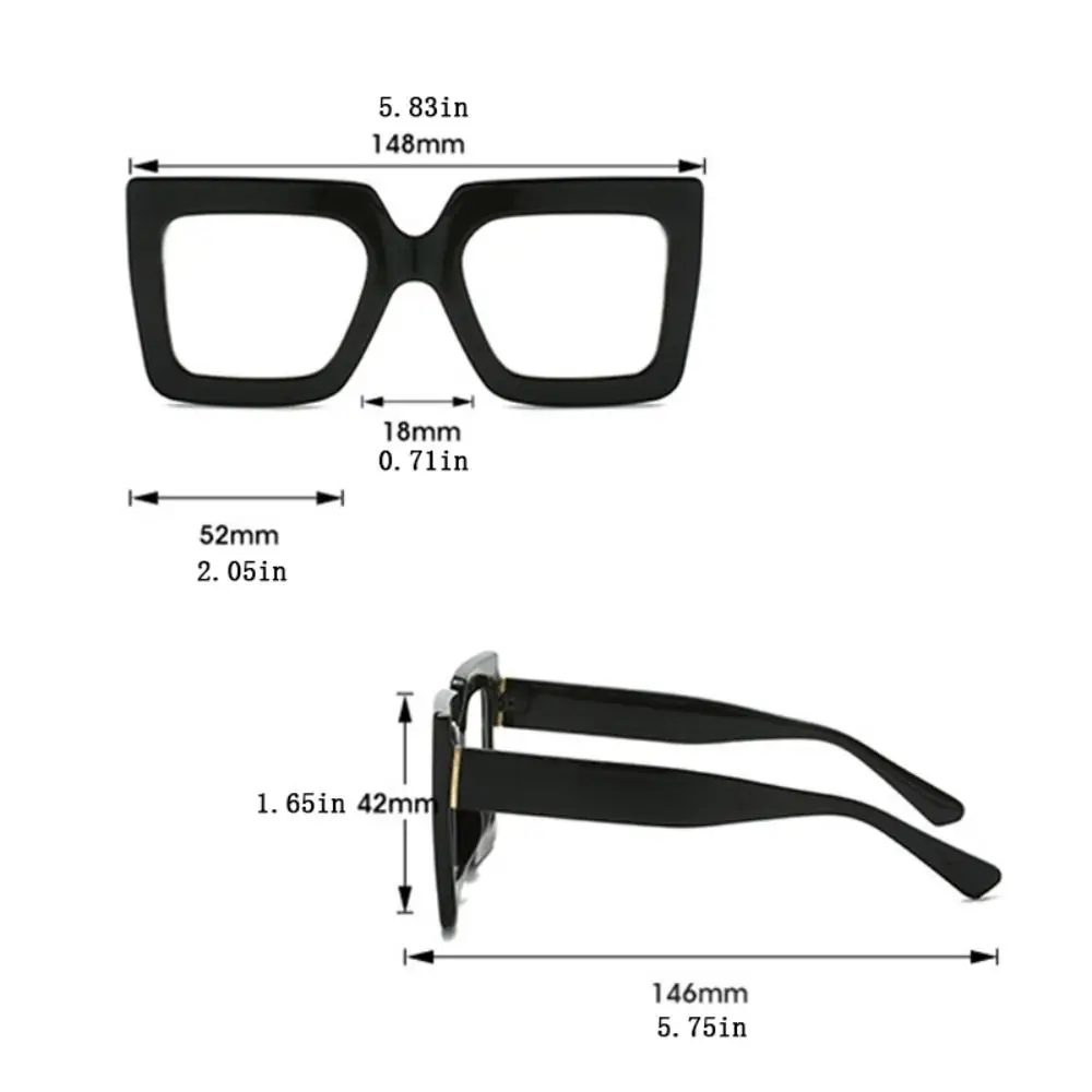 Retro Anti-Blue Light Glasses Oversized Frame Korean Style Ins Square Eyeglasses Lightweight Transparent Plain Glasses Computer - view 6