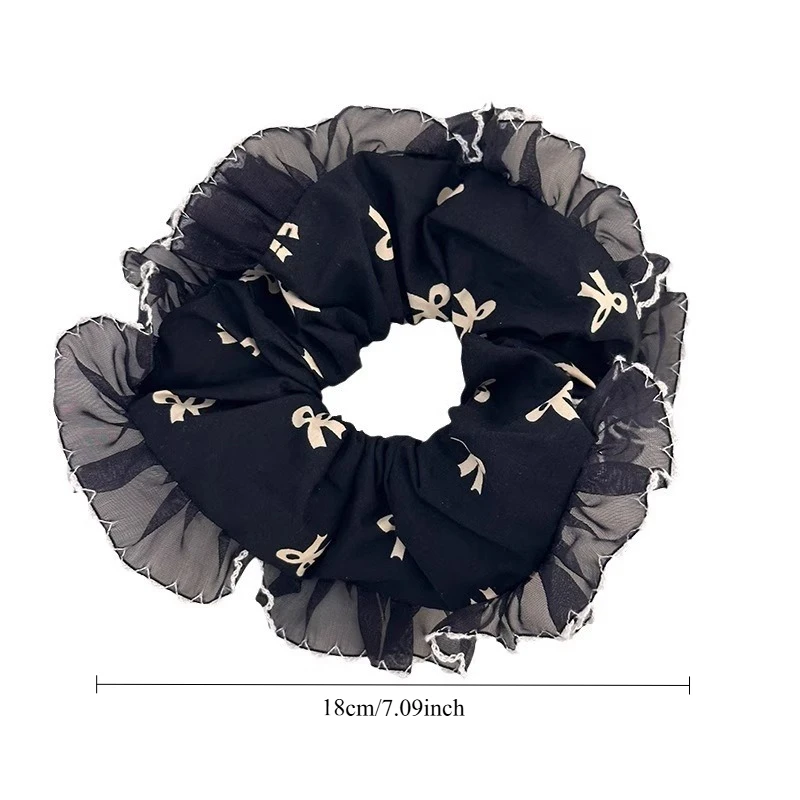 2Pcs Bow-patterned Ruffled Lace Hair Rope For Women Simple And Fashiona Does Not Hurt The Hair Hair Rope High Ponytail Scrunchie