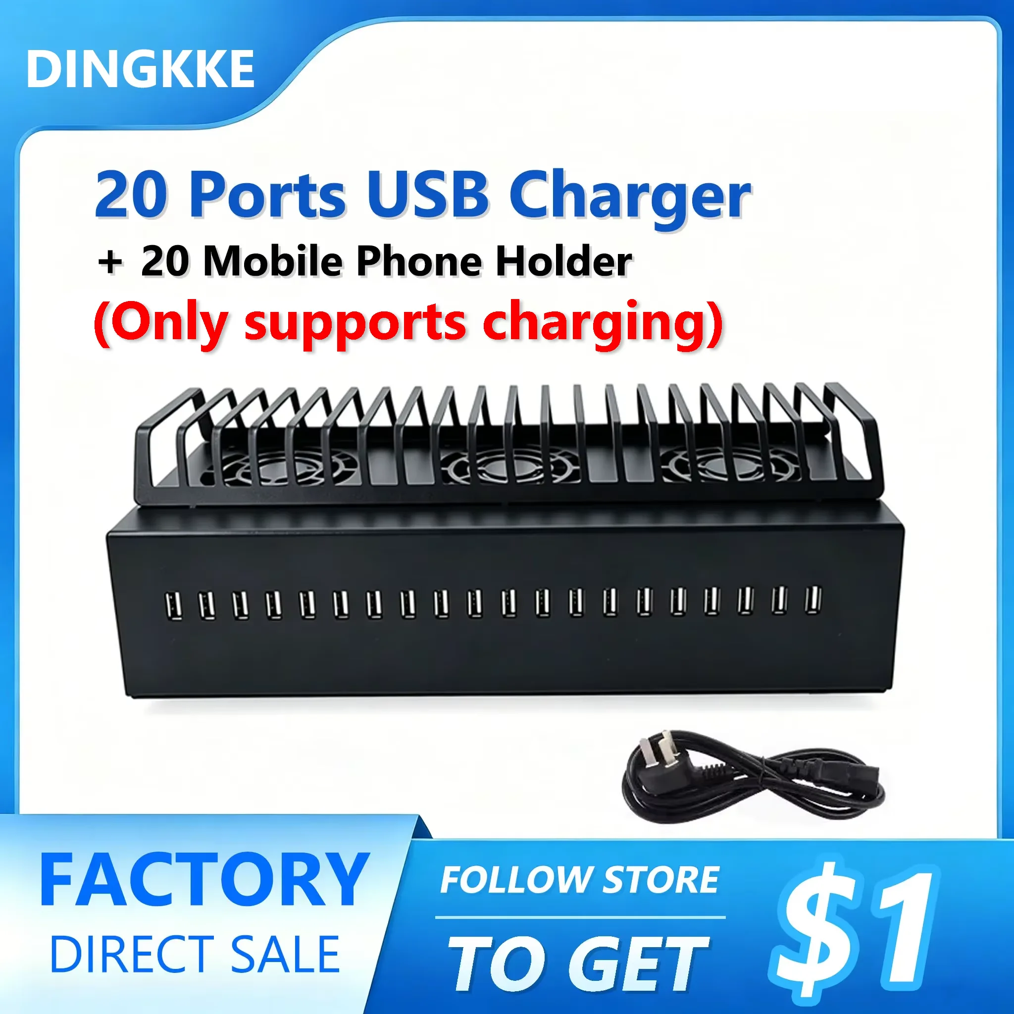 20-Port 200W USB Charger Stand Support Bracket Desktop for Multiple Devices