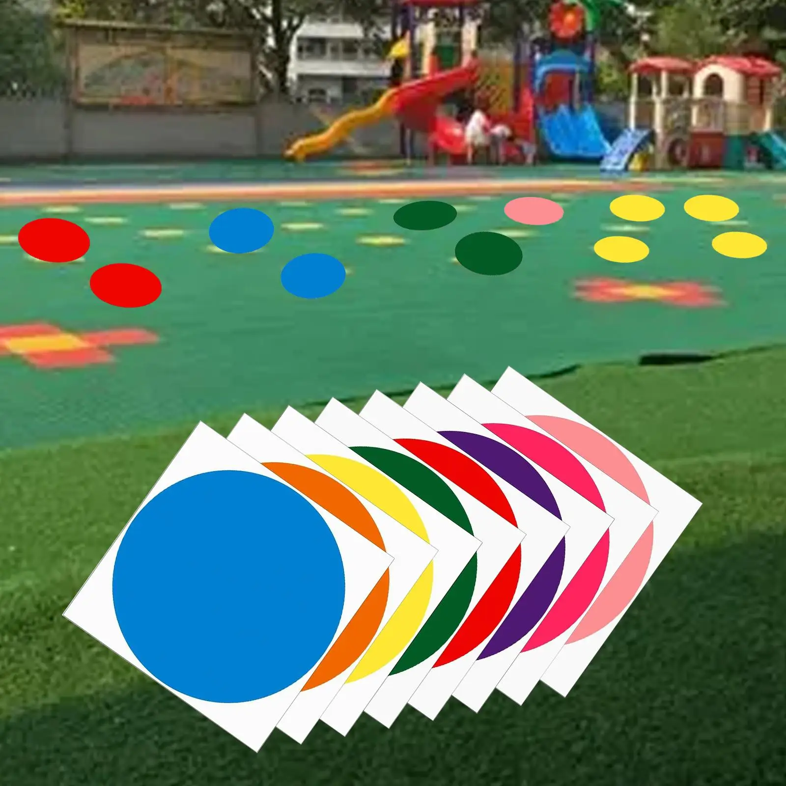 

8 Coloured Dot Stickers Line up Round Labels for Kindergarten Office Carpet