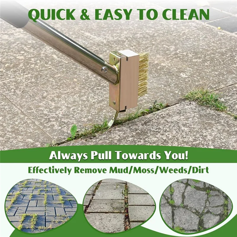 Weeder de rachaduras com alça longa ajustável LBER - Ferramenta manual de remoção de musgo e ervas daninhas para patios e calçadas