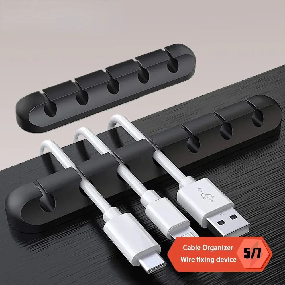 USB Wire Organizer Wire management Silicone Flexible Cord Management Cable Holder Clips Self Adhesive Desktop Cable Organizer
