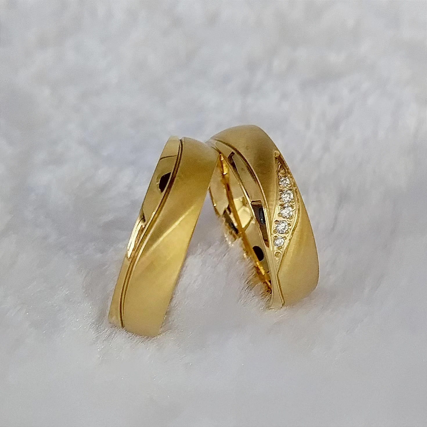 Fashion Western 24k Gold Plated Stainless Steel Jewelry Ring Marriage Couples Wedding Rings Men Women Alliance Dropshipping