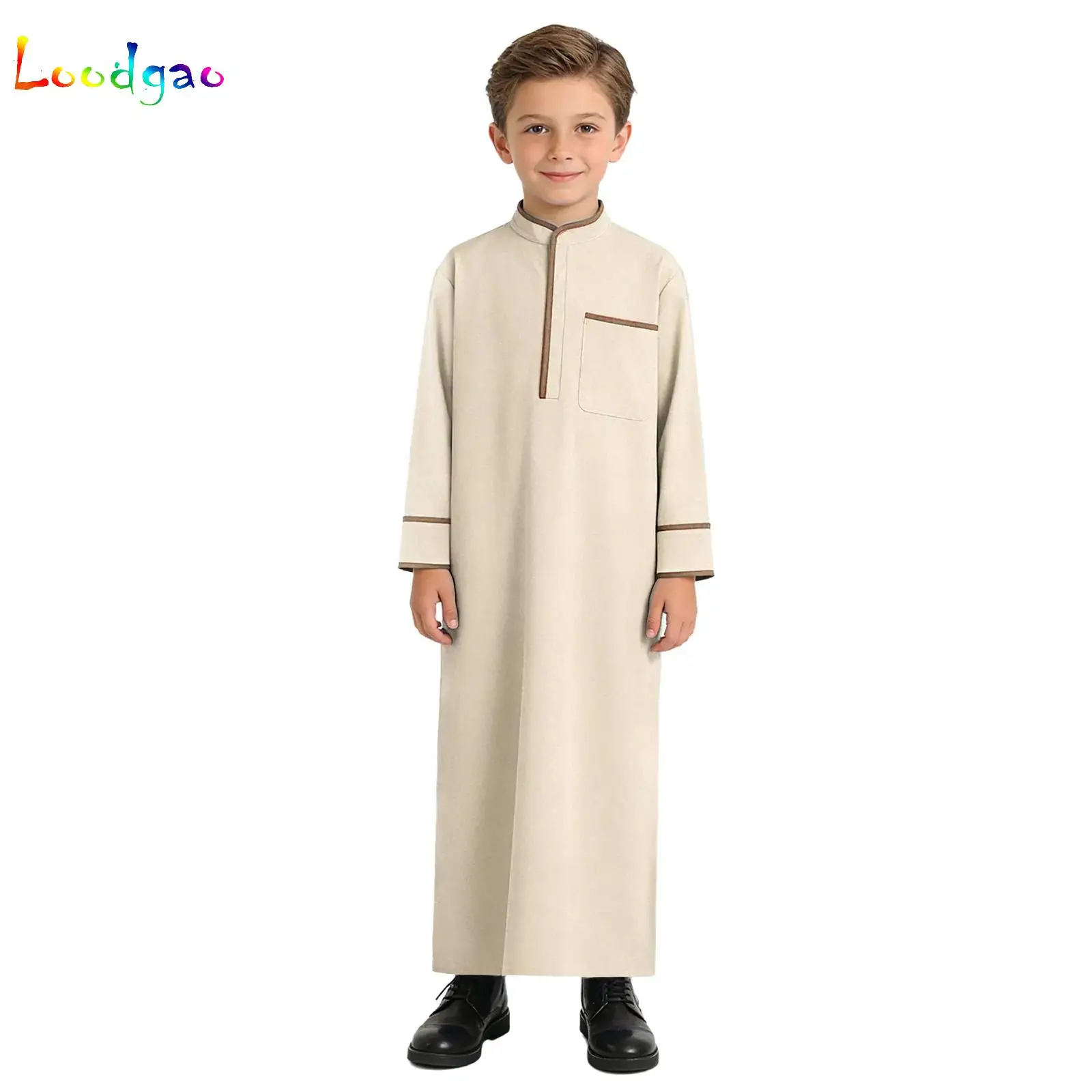 

Kids Arab Muslim Robe Children Embroidery Outfit Boys Ramadan Thawb Long Sleeve National Clothes Thobe Arabic Middle East Kaftan