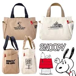 Snoopy Cartoon Canvas Handbag Women Cute Japanese Style Tote Trend Casual Travel Storage Bags Female Large Capacity Shopping Bag