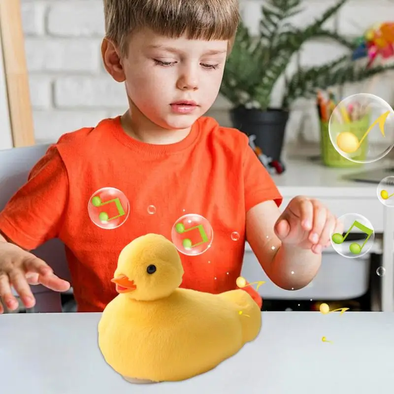 Quacking Duck Plush Toy Electric Crawling Duck Toy 17cm/6.7inch Early Educational Preschool Stuffed Animal Cartoon Toy Duck For