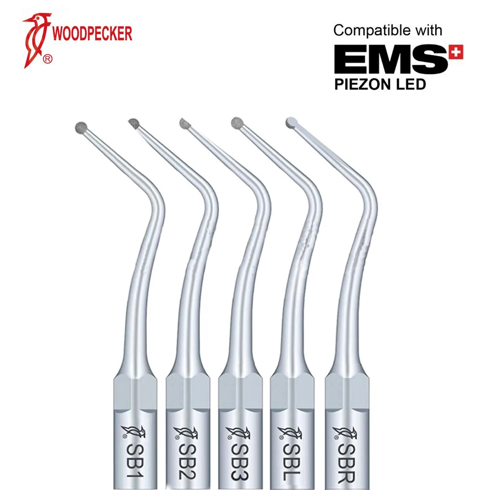 Puntas de escalador ultrasónico Dental Woodpecker, puntas de escalado de odontología para limpieza Dental, perodoncia endodóntica compatible con mango de escalador EMS