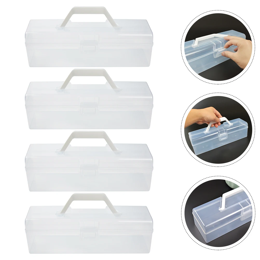 

4pcs Portable Kitchen Storage Boxes Pp Cutlery Organizer Transparent Household Utensil Case Simple Multi-Function Food Container