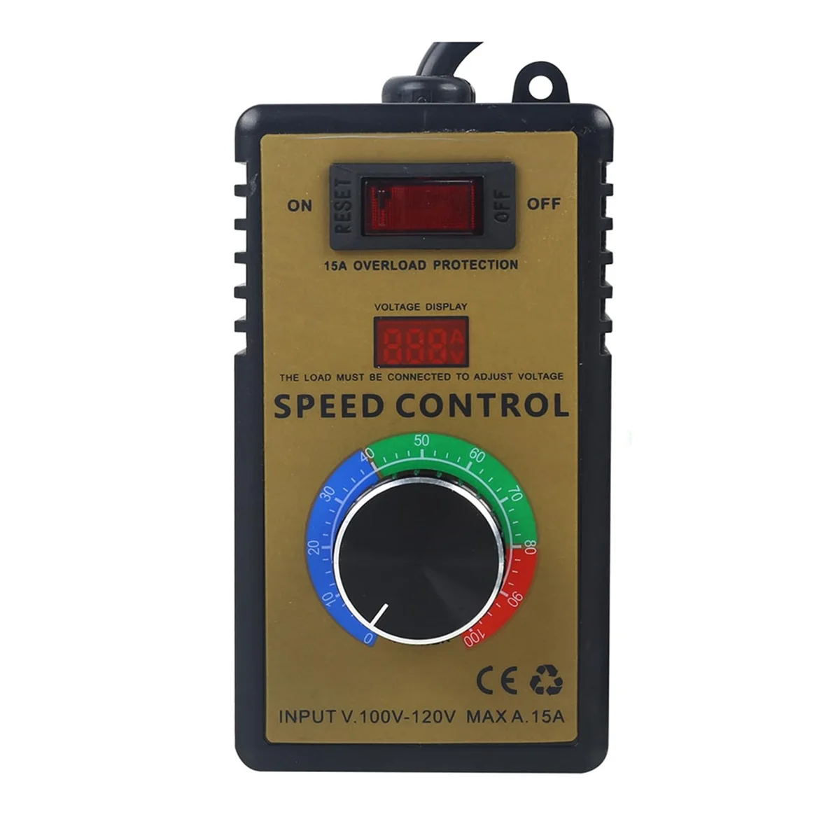 AC Motor Speed Controller - Adjustable 100V-120V & 15A Max, Electric Fan Variable Speed Regulator US Plug